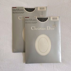 Christian Dior - Ultra Silken Sheer Control Top Pantyhose Set, Size 3 Jet Black